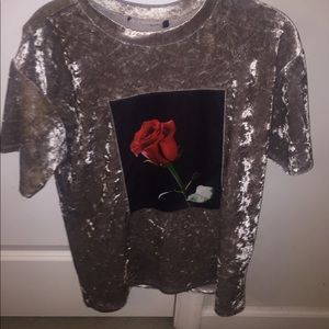 Grey Rose Velvet Shirt